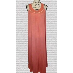Vtg Formfit Rogers Long Nightgown Petite SM 6-8 Pink Nylon Lace Trim Lingerie